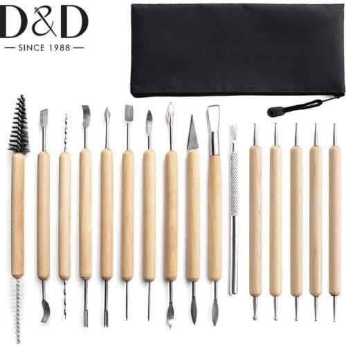 D&D 16pcs/set Pottery Tool Kit Beginners Clay Sculpting Set Halloween Pumpkin Jack-o-Lantern Carving Tools DIY Clay Tools