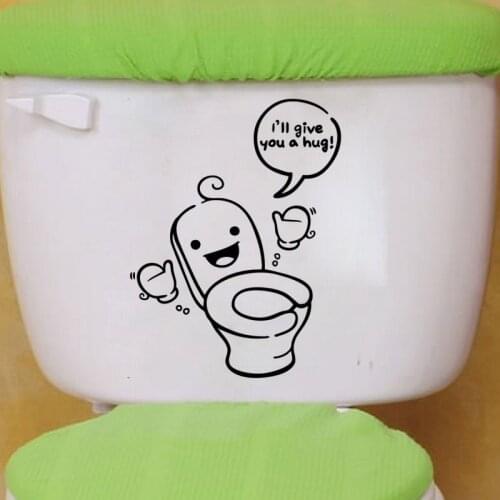 DIY Funny Penguin/hugs/smile/thinking Toilet Stickers Washing Bathroom Door Decor for Home Decoration Vinyl Decals Wall Sticker