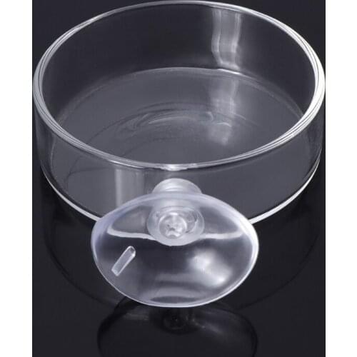 New Arrival Fish Tank Feeder Aquarium Shrimp Glass Feeding Bowl Clear Dish Tray P15D