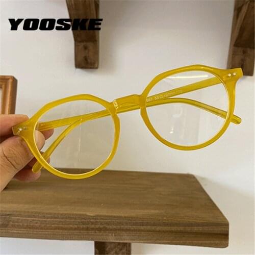 YOOSKE Vintage Glasses Frames for Women Retro Polygon Eyeglasses Frame Men Korean Style Student Optical Spectacles