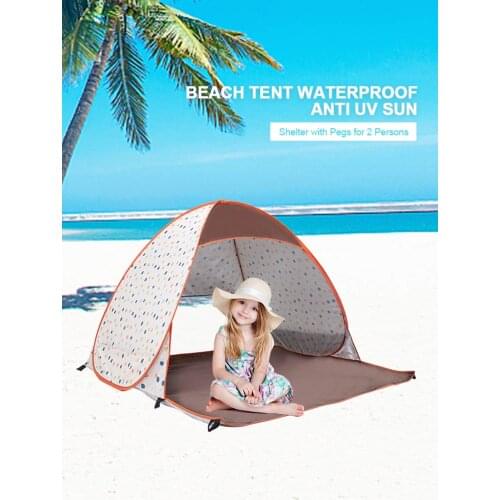 Pop-up Type Outdoor Camping Beach Tent Waterproof Anti UV Sun Shelter With 6 Pegs For 2 Persons Fishing Outdoor Accessories
