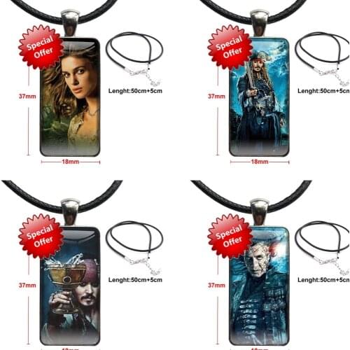 Pirates Of The Caribbean For Lovers Best Friendship Glass Cabochon Choker Pendant Rectangle Necklace Steel Color Jewelry First