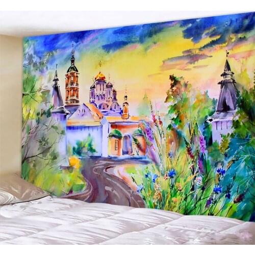 Psychedelic scene wall tapestry home decoration Castle tapestry Mandala witchcraft Hippie Bohemian decorative mattress