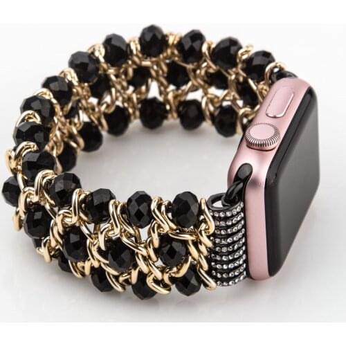 For Apple Watch SE Band Series 6 5 4 3 Fashion Handmade Strap Pomegranate Agate Elastic Bracelet for iWatch 38mm 42mm 40mm 44mm