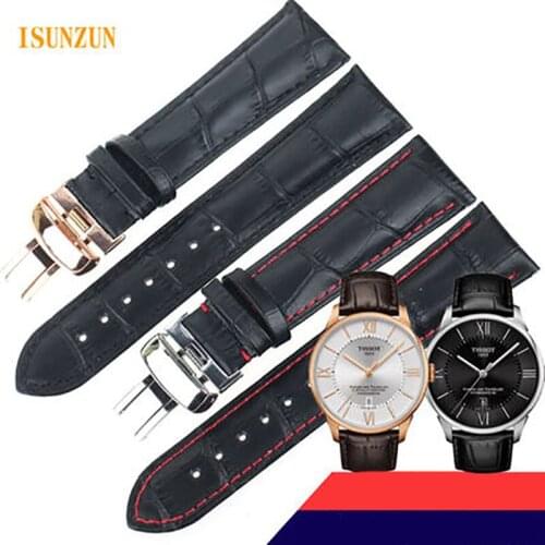 ISUNZUN Watchband For Tissot T099 Mens Watch Band Genuine Leather Watch Strap 21mm For T099.407A Watchband For T099