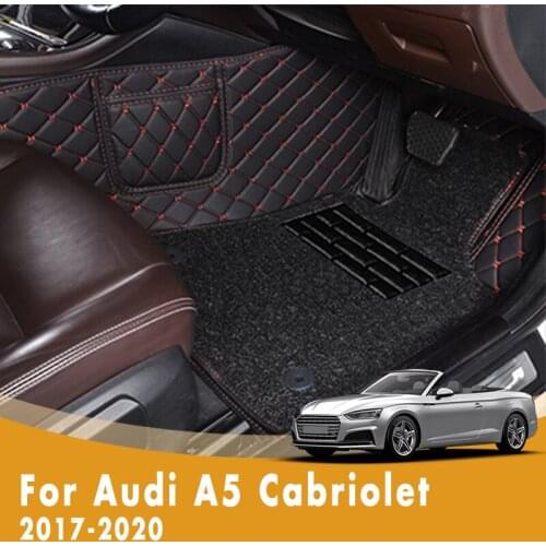 RHD Luxury Double Layer Wire Loop Carpets Car Floor Mats For Audi A5 Cabriolet 2020 2019 2018 2017 Artificial Leather Styling