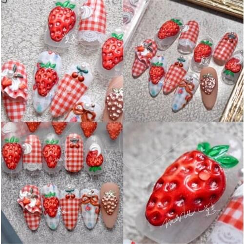 Sweet 5D Strawberry Nail Art Sticker Self Adhesive Sliders Colorful Designs Nail Foils Decals Manicure Decoration