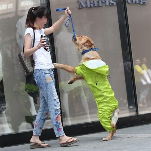Medium and large dog raincoat pet dog raincoat hat four legged clothe easy to wear and take off pets clothes close to the body