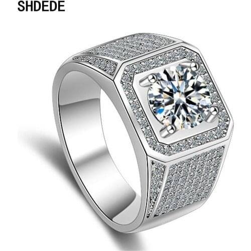 SHDEDE 925 Sterling Silver Wedding Engagement Rings Embellished With Crystals From Swarovski Party Gift Fashion Jewelry -X215