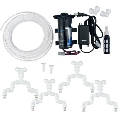 Quiet DC 24V 10 Meters DIY Reptiles Fogger Mist Sprinkler Rainforest Tank 360 Adjustable Aquarium Aquatic Pet Cooling System