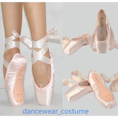 Sansha Ballet Pointe Shoes New Women Girls Professional Satin Ballet Dance Toe Shoes & Ribbon Ladies Kids Ballet Flats US2.5-9