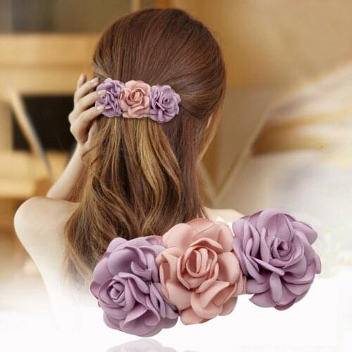 Hair Accessories Korean Tiara Ladies There Flower Hairclips Top Spring Cross Clip Head Jewelry Women Wedding Headpieces