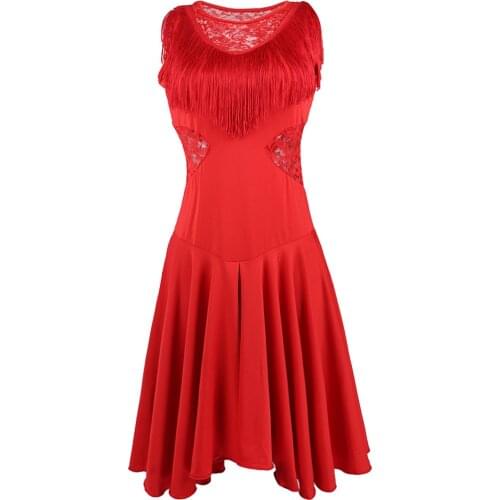 Women Latin Dance Dress Latin Dance Practice Costume Performance Skirt Red