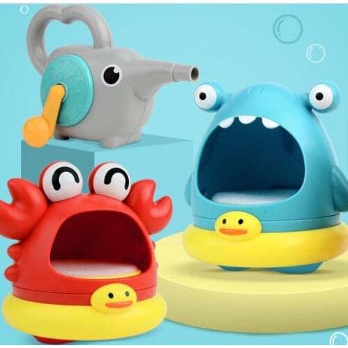 2021 New 1PC BPA Free Plastic Bubble Blowing Product Cartoon Crab/Shark Bubble Maker Interactive Play Kits Bubble Machine Toy