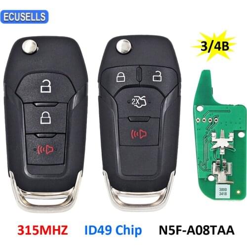 3/4 Button Folding Remote Car Key 315Mhz Hitag pro / ID49 Chip FCC ID: N5F-A08TAA for Ford Fusion 2013 - 2015 HU101 Uncut Blade