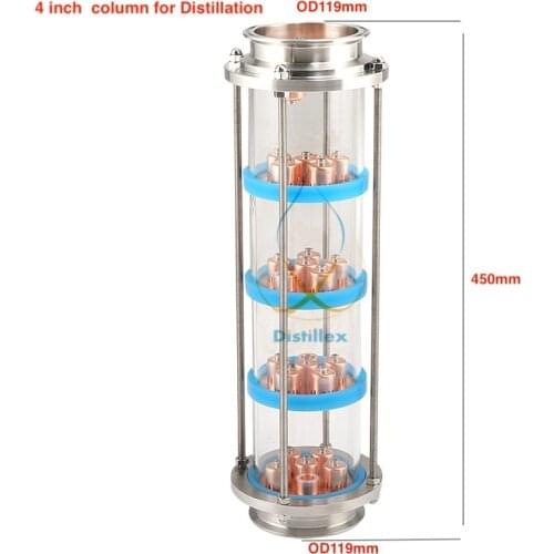 4" NEW 4pcs 99.9% Red Copper bubble plates Distillation Column with 4 section for distillation .Glass column