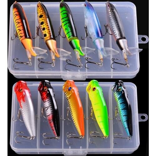 5pcs/box Whopper Plopper Bait 3D Eyes Fishing Lure Minnow Wobbler Crankbait Tackle Artificial Hard Bait Pike Carp Pesca