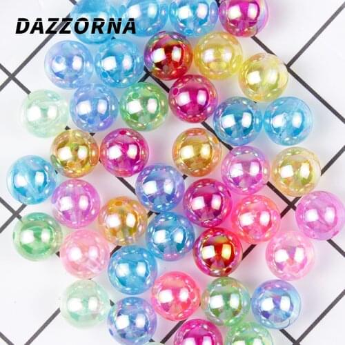 6/8/10/12mm Colour AB Charms Round Acrylic Beads 50/100Pcs/Lot Loose Spacer Beads for DIY Handmade Necklace Bracelet Jewelry