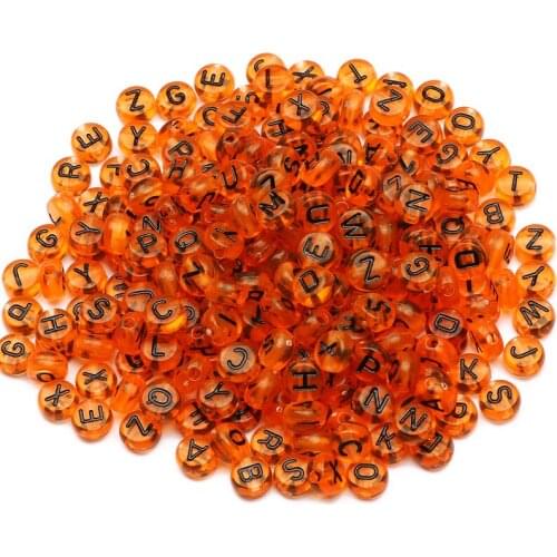 Orange Mixed Letter Acrylic Beads 4x7mm Round Transparent Spacer Beads For Jewelry Making Diy Necklace Bracelet Accessories