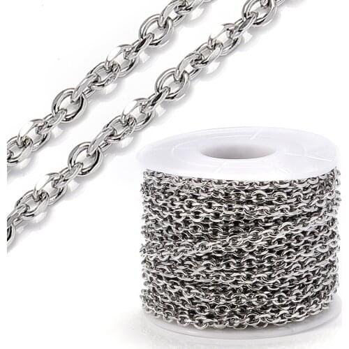 1meter 4mm O Shape Stainless Steel Chains Necklace Chain for DIY Jewelry Making Cable Link Chains Handmade Women Men Bracelets