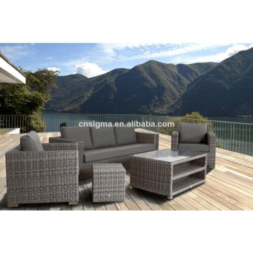 Exclusive aluminum frame poly rattan outdoor sofa designs