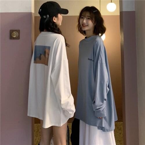 Korea Harajuku Long-Sleeved T-Shirt Women Clothes Spring Lgbt Top Gothic Clothes Fairy Grunge Kpop Oversized Womens Clothing