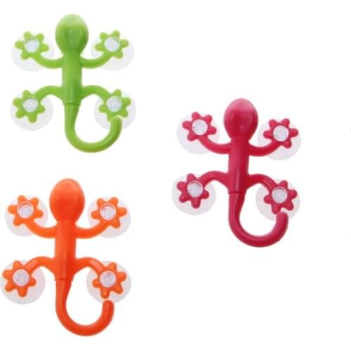 Gecko Powerful Plastic Four Suction Cups Hook Wall Hanger Decoration Bathroom