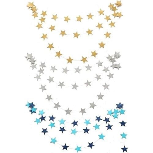 4M Wedding Decoration Wall Hanging Paper Glitter Star Paper Garland Banner String Chain Birthday Party Decoration Baby Shower