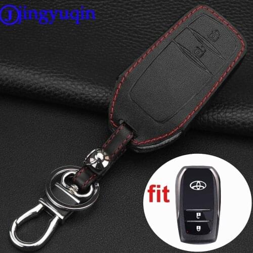 Jingyuqin 2 Buttons Remote Leather key Case Cover For Toyota Crown Corolla RAV4 Reiz Camry Rayleigh Smart Key