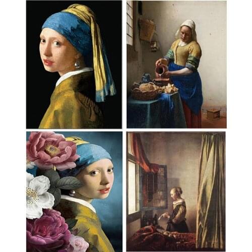 The Milkmaid Picture 5D DIY Diamond Painting Square/Round Full Drill Mosaic Cross Stitch Kit Artist Home Decoration