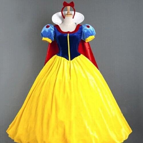 Cosplay costume snow white one-piece dress size adult children including hair band and pannier