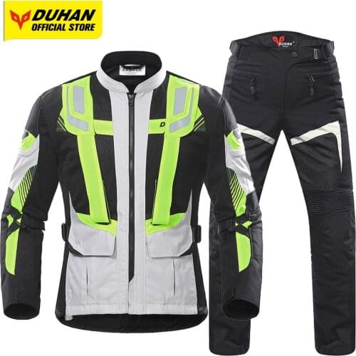 DUHAN Motorcycle Jacket Men Women Breathable Mesh Fabric Motocross Jacket Moisture Wicking Lightweight Clothing Reflective Strip