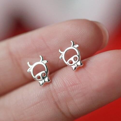 Fashion Hollow Cow Earrings Year Of The Ox Zodiac Stud Earrings Small Cute Sweet Student Female Earrings