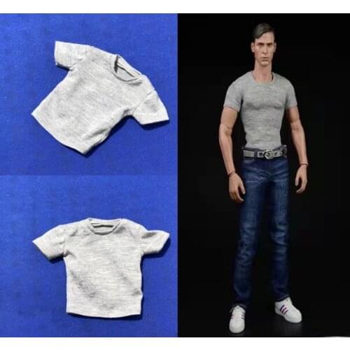 1/6 Scale Male Clothes T-shirt Short Sleeve Elastic Top Fit For 12" Action Figure Model Doll Body Accessory