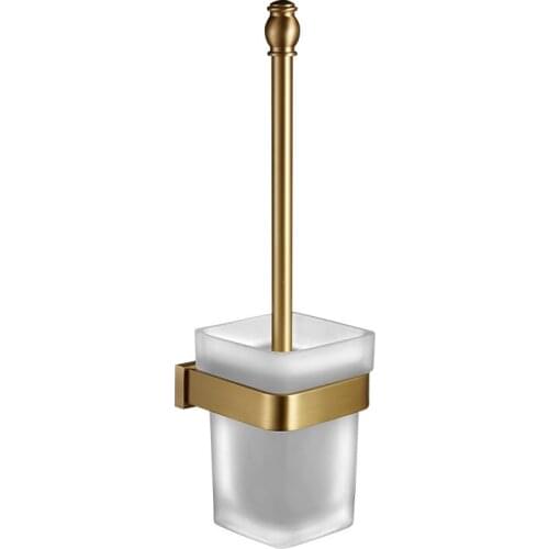 Bathroom Toilet Brush Holder Set Brass Toilet Brush Holder Wall Mounted Bathroom Toilet Clean Brush Rack Set Brushed Gold/Black