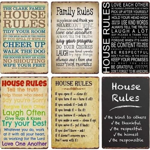 House Rules Russian Metal Signs Vintage Plaque Wall Poster Retro Bar Decoration Pub Decorative Home Decor 20x30cm