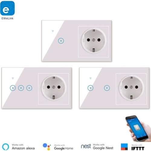 EWelink WiFi Wall Switch Socket EU Plug Smart Remote APP Control Smart Switch & Socket Google Home Alexa Compatible IFTTT