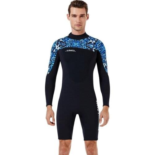 Shorty Wetsuits 3mm Neoprene Wetsuit, Back Zip Long Sleeve for Diving Surfing Snorkeling-One Piece Wet Suit for Men Women