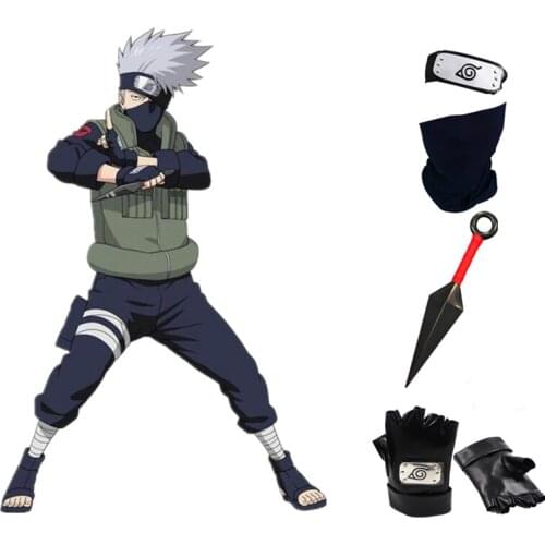 Ninja Uchiha Kakashi Cosplay Gloves Mask Turban Anime Accessories Halloween Darts Necklace Guardian Holiday Props Play