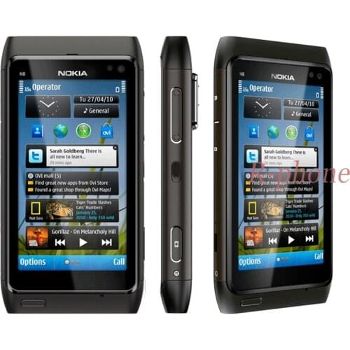 Unlocked Original Nokia N8 Mobile Phone 3G WIFI GPS 12MP Touchscreen 3.5" 16GB Refurbished Smartphone