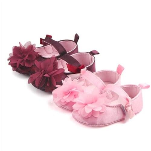 Cute Big Flower Baby Princess Shoes Soft Bottom Infants Toddler First Walker Girl Baby Shoes Antislip Baby Crib Shoes