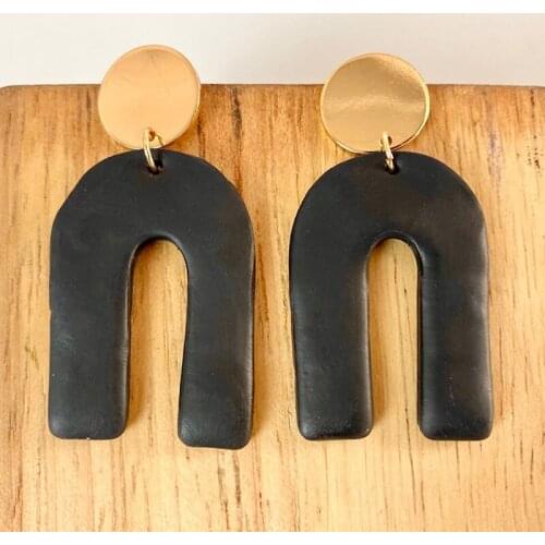 New Halloween Originality Clay Earrings Black Moon Metal Fashion Jewelry Drop Dangle Gift Geometric Party Polymer Clay Earrings
