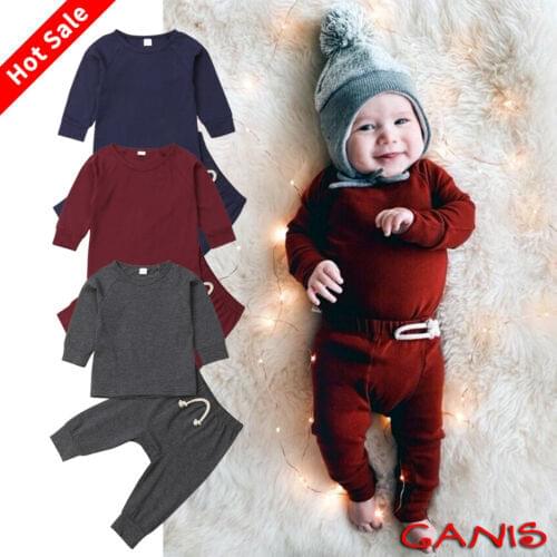 Newborn Infant Baby Boy Girl Long Sleeve Pajamas Set Sleepwear Nightwear Clothes Outfit