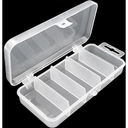 Plastic Fishing Tackle Box 5-slots Lures Storage Case Tool Organizer