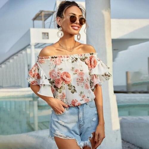 Off Shouder Sexy Women Top Casual Loose Plus Size Blusas De Mujer Chic Elegant Butterfly Sleeve Ladies Shirt Slash Neck Y2k Top