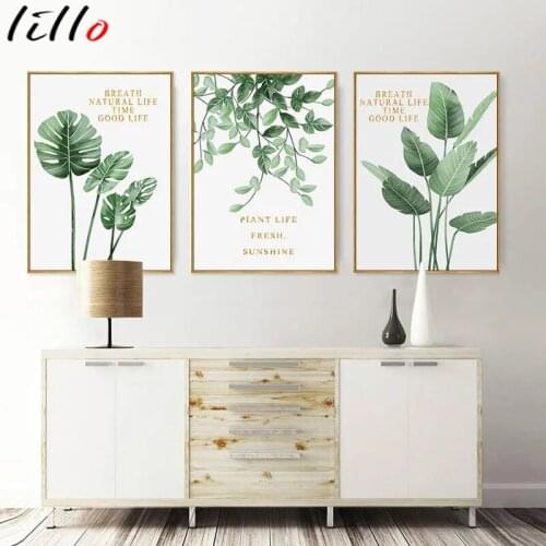 Nordic style poster and prints tropical scandinavian green plant canvas decoration wall painting art for living room unframed
