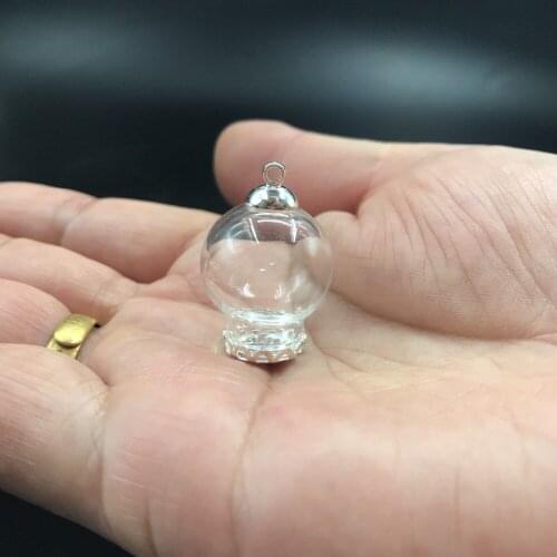 20x12mm clear glass globe silver lace base beads cap set glass vial pendant diy glass cover dome necklace pendant cute charms