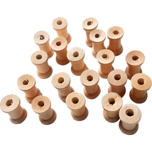 20Pcs Empty Wooden Sewing Machine Bobbins Spools Reels Organizer For Sewing Ribbons Twine Wood Crafts Tools Thread Wire