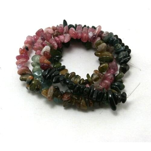 5-8mm Multi Colored Tourmaline Gravel Natural 15'' Jewelry Chip Stone Beads for DIY Fashion Strand Elegant Necklace Bracelet