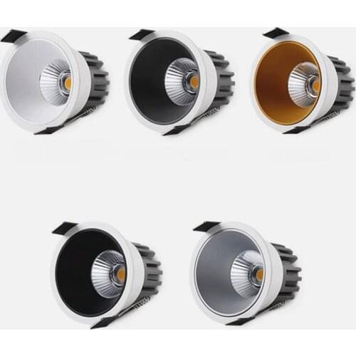 Dimmable Circular Anti Glare COB LED Downlights 9W/12W LED Ceiling Spot Lights Warm Cold White Background Lamps Indoor Lighting